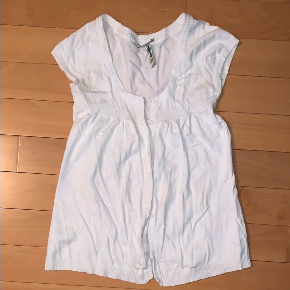 White Baby Doll Button-Up Women's Top